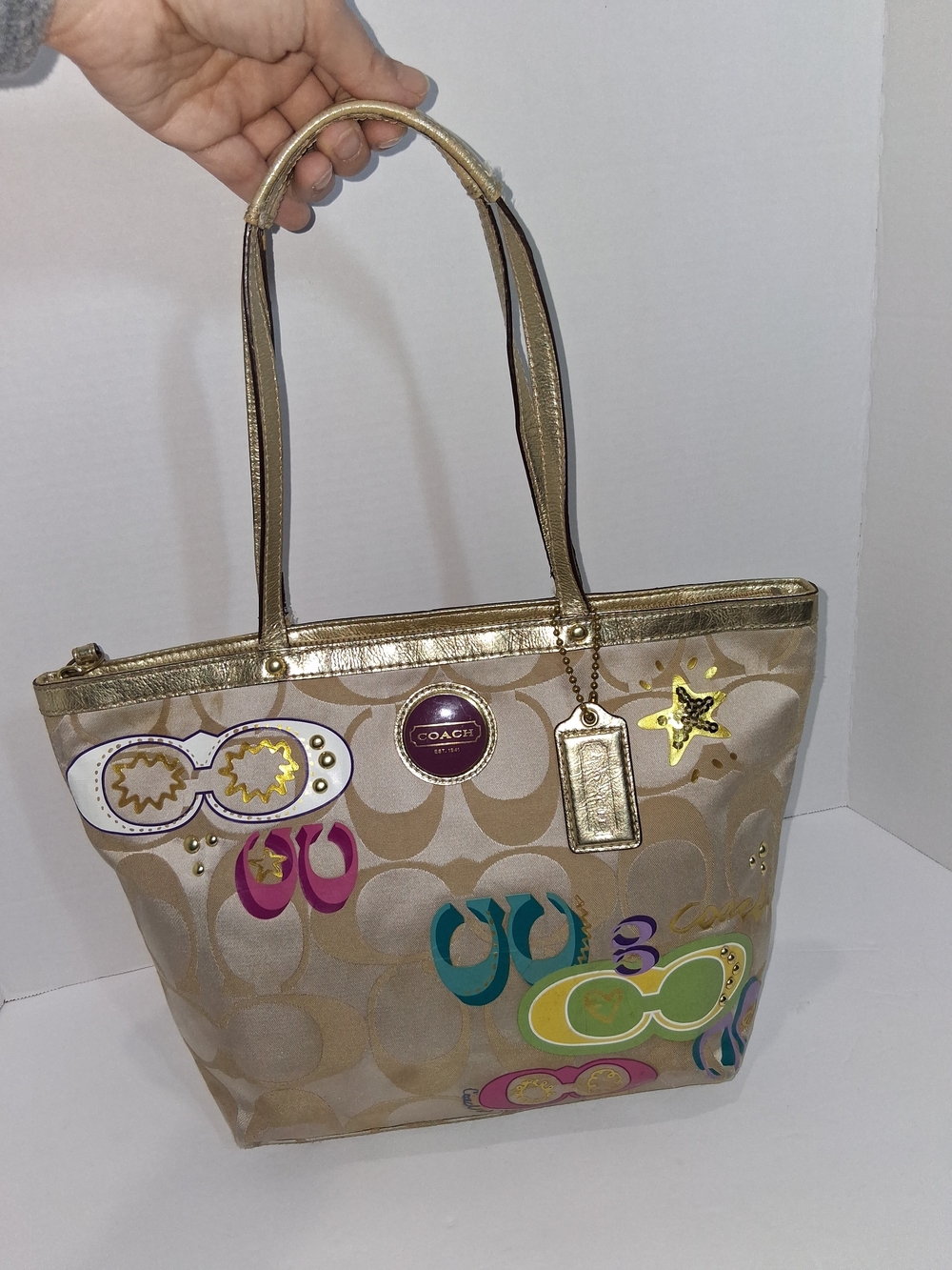Coach Gold Poppy Applique Tote F17587